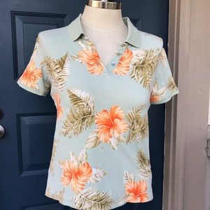 Havana Jacks Cafe Hawaiian Floral Polo Shirt
